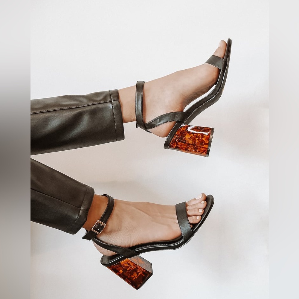 Lulus Saylee Black Ankle Strap High Heel Sandals